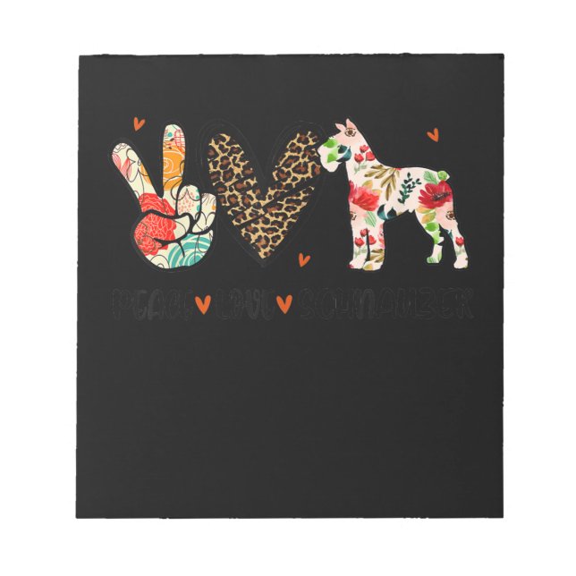Bloco De Notas Peace Love Schnauzer Engraçado Dog Lover (Frente)