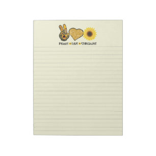 Bloco De Notas Peace Love Sunflower Lined Notepad