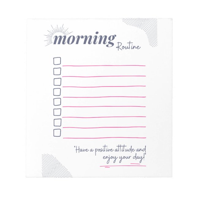 Bloco De Notas Peaceful Morning Routine Checklist Art (Frente)
