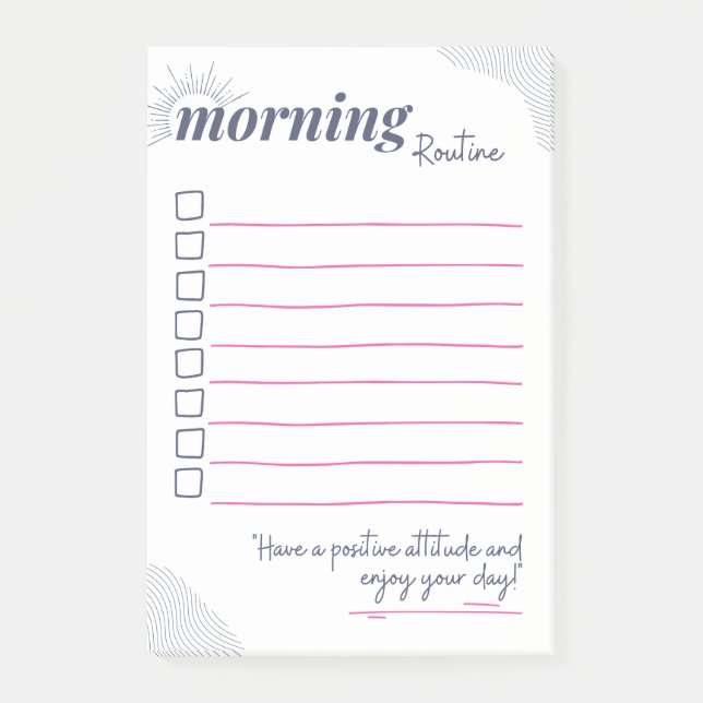 Bloco De Notas Peaceful Morning Routine Checklist Art (Frente)