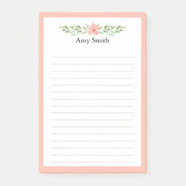 Bloco De Notas Peach Florals Personalizado Vinculado