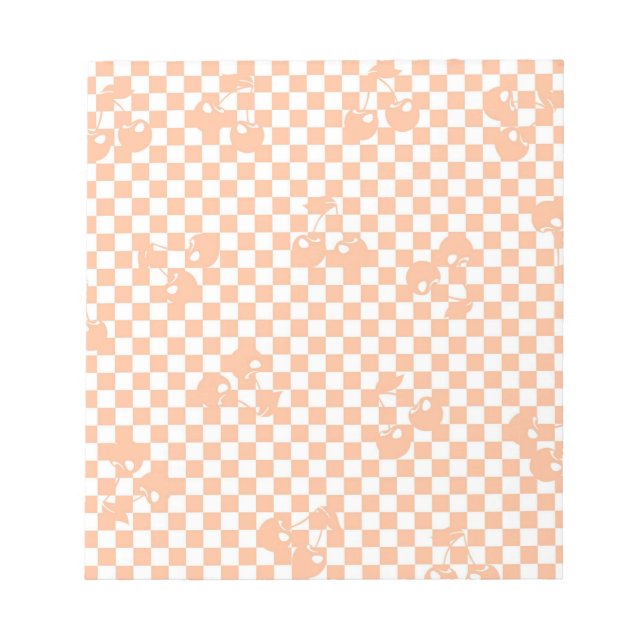 Bloco De Notas Peach Fuzz Cherry Gingham Patterno (Frente)