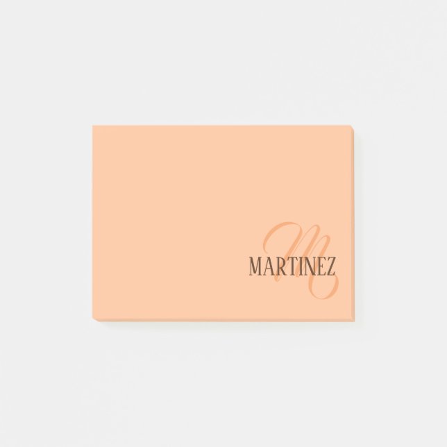 Bloco De Notas Peach Fuzz Elegante Personalizado Nome (Frente)
