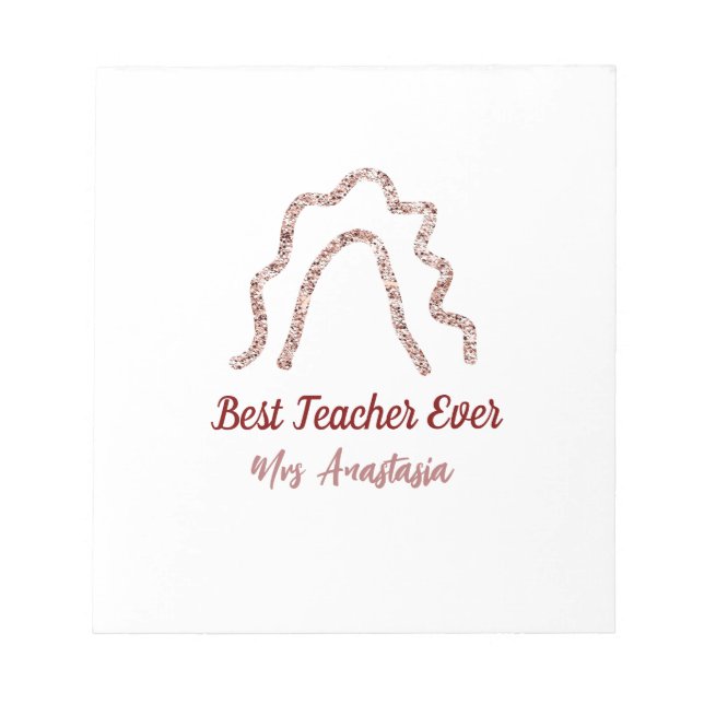 Bloco De Notas Peach marron glitter rainbow teacher appreciation  (Frente)