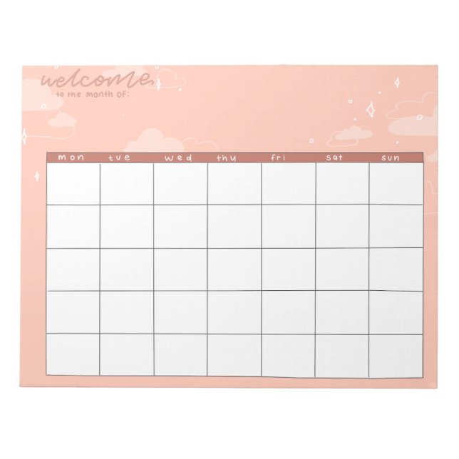 Bloco De Notas Peach Monthly Tracker (Frente)