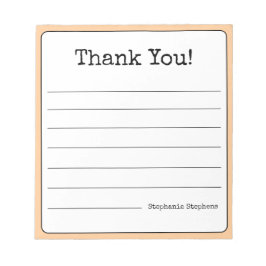 Bloco De Notas Peach Retro Agradece Seu Nome Vinculado