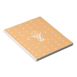 Bloco De Notas Peach Retro White Flourish Rosa
