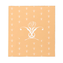 Bloco De Notas Peach Retro White Flourish Rosa