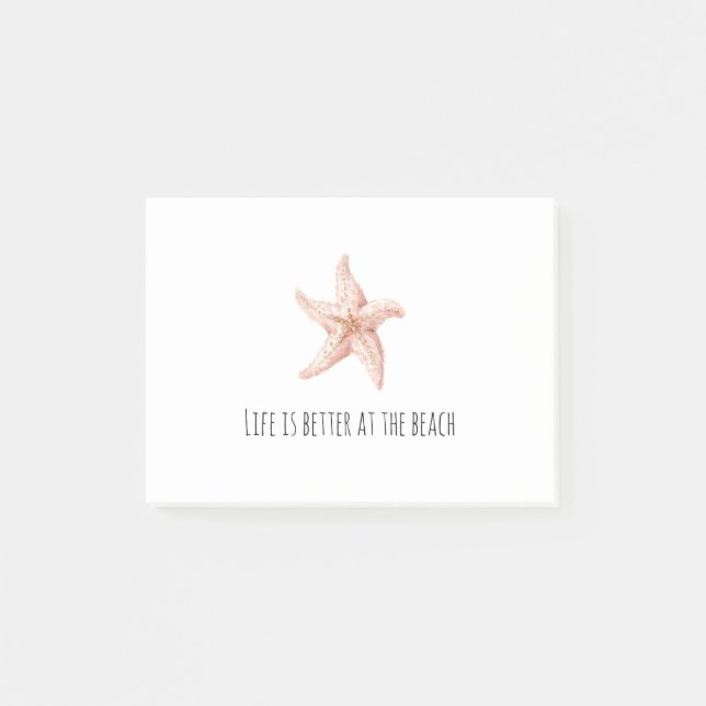 Bloco De Notas Peach Starfish Better at Beach (Frente)
