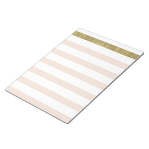 Bloco De Notas Peach White Dourado Stripes II