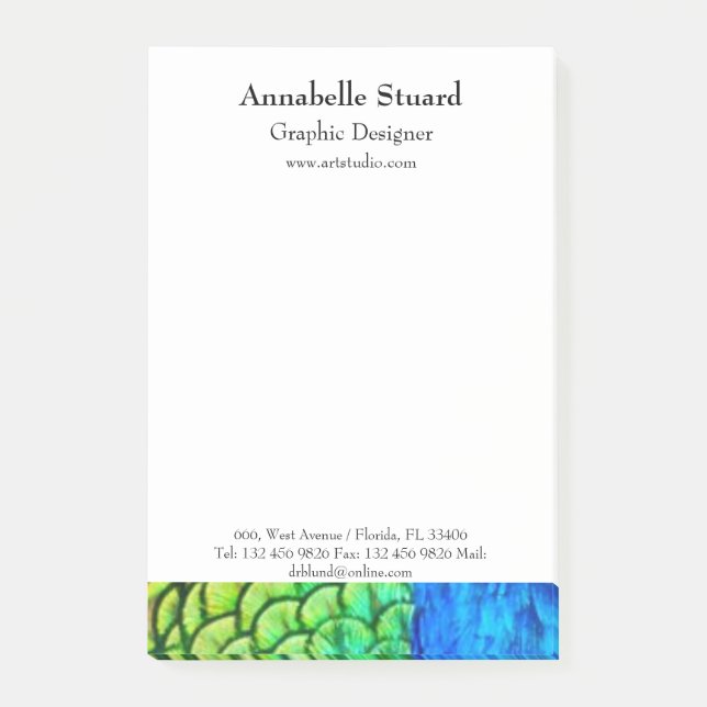 Bloco De Notas Peacock elegante artista moderno (Frente)