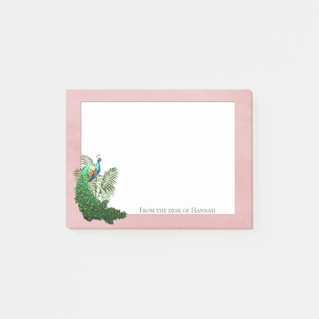 Bloco De Notas Peacock Vibrante | Notas personalizadas rosa (Frente)