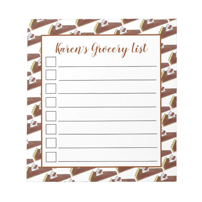 Bloco De Notas Pecan Tart Southern Comida Dessert Sweet como Pie (Frente)