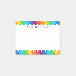 Bloco De Notas Peças de Puzzle Colorido Nome do Professor