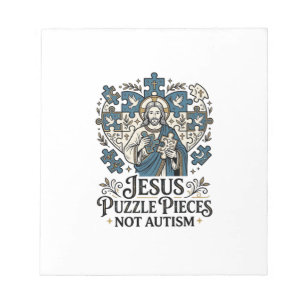 Bloco De Notas Peças do Quebra-Cabeça de Jesus Não Autismo Peças