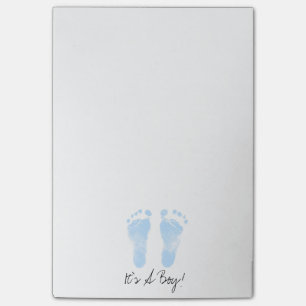 Bloco De Notas Pegadas de Bebê Azul e Branco