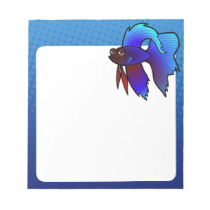 Bloco De Notas Peixe-Lutador-Siamês Desenhado / Peixe-Lutador