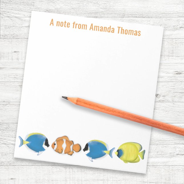 Bloco De Notas Peixe tropical de aquarelas personalizado (Tropical Fish personalized notepad)