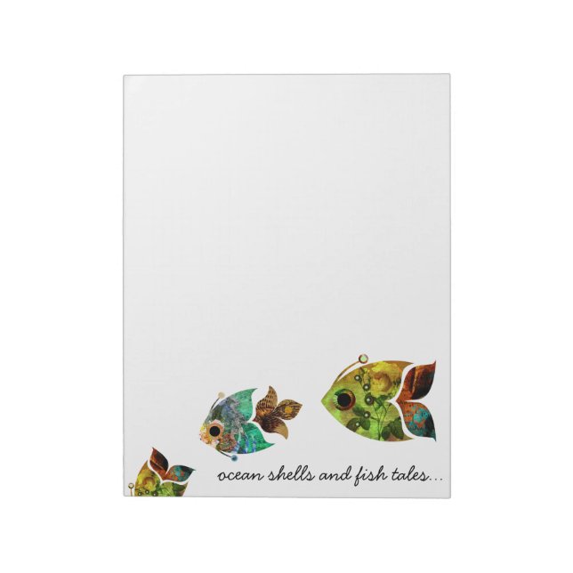 Bloco De Notas Peixes Colagem Peixes Azul Notepad (Invertido)