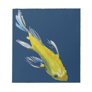 Bloco De Notas Peixes de aquarela amarelos koi japoneses