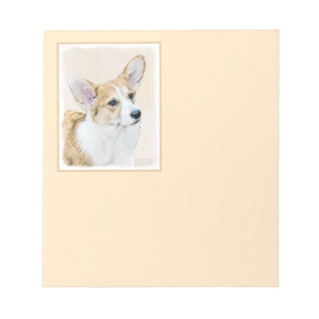 Bloco De Notas Pembroke Welsh Corgi - Pintura Original para Cacho (Frente)