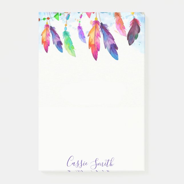 Bloco De Notas Penas boho personalizadas (Frente)