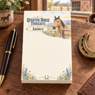 Bloco De Notas Pensamentos Personalizados de Cavalo Quarto de Mil