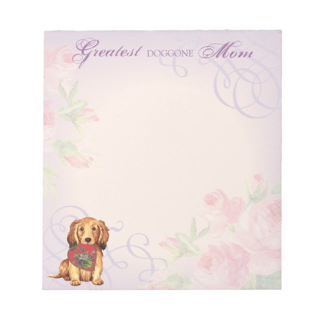 Bloco De Notas Penteado Dachshund Heart Mãe (Frente)