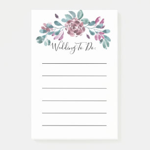 Bloco De Notas Peônia Roxa lista de tarefas florais aquarela post