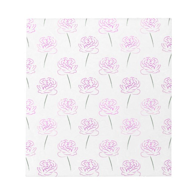 Bloco De Notas peônias cor-de-rosa (Frente)