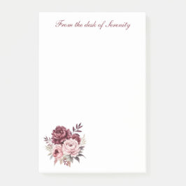 Bloco De Notas Peônias de Aquarela Rosa Floral Elegante