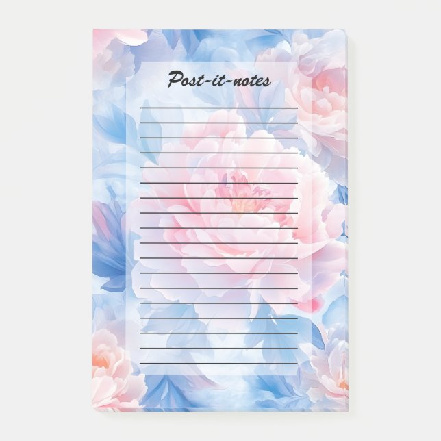 Bloco De Notas Peony Abstrato de Aquarela Blooming (Frente)
