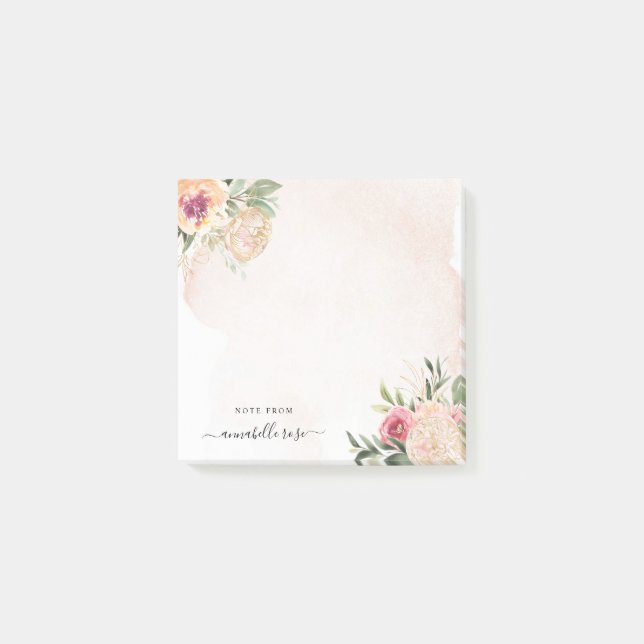 Bloco De Notas Peony e Gold Foil Bloom (Frente)