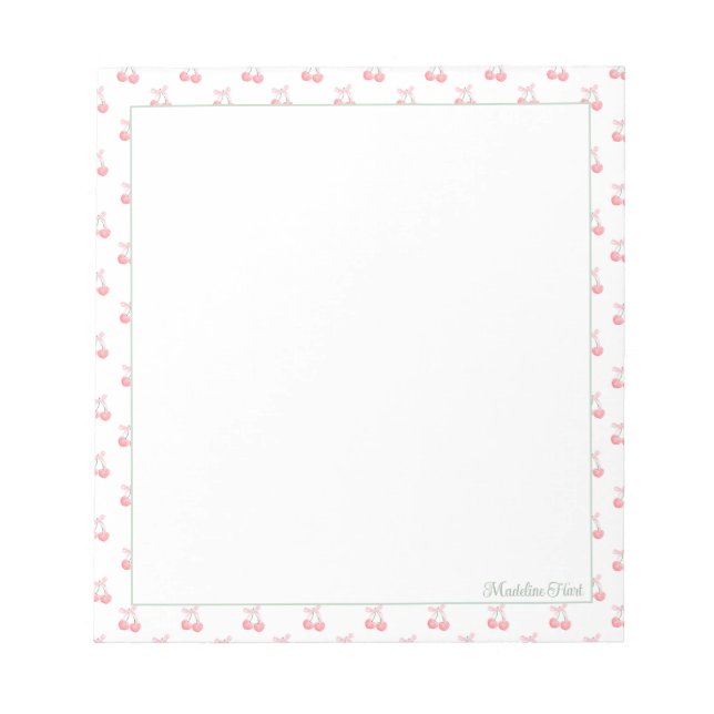 Bloco De Notas Pequenas Cerejas Personalizadas da Trendência (Frente)