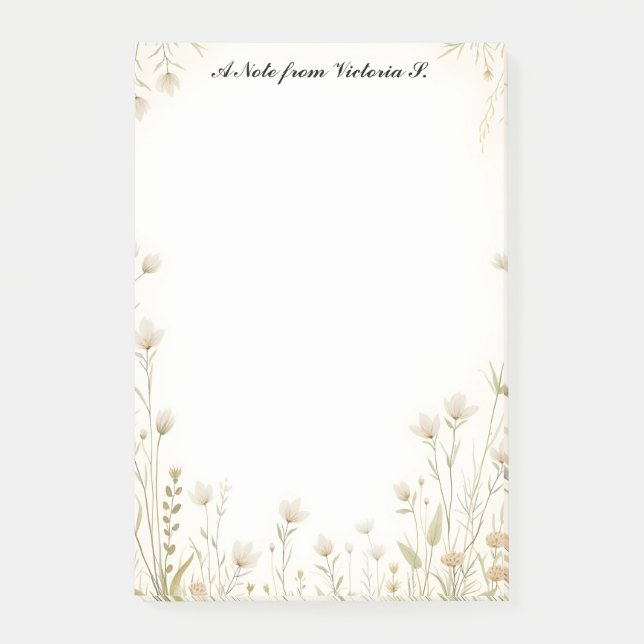 Bloco De Notas Pequenas Flores Silvestres Brancas (Frente)
