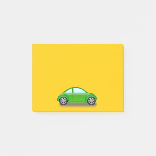 Bloco De Notas Pequeno Carro Verde em Nota Autoadesiva Amarela (Frente)