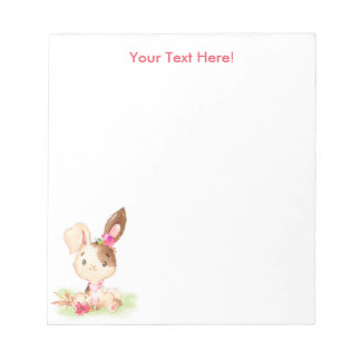 Bloco De Notas Pequeno Coelhinho de Aquarela Rosa