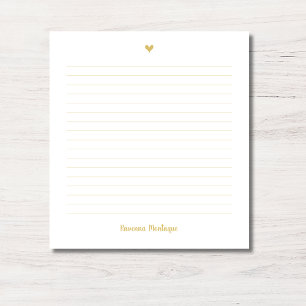 Bloco De Notas Pequeno Coração Dourado Nome Manuscrito Linha