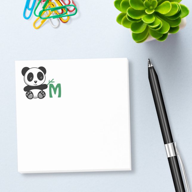 Bloco De Notas Pequeno Panda Bonito com Monograma Bamboo Stick (Criador carregado)