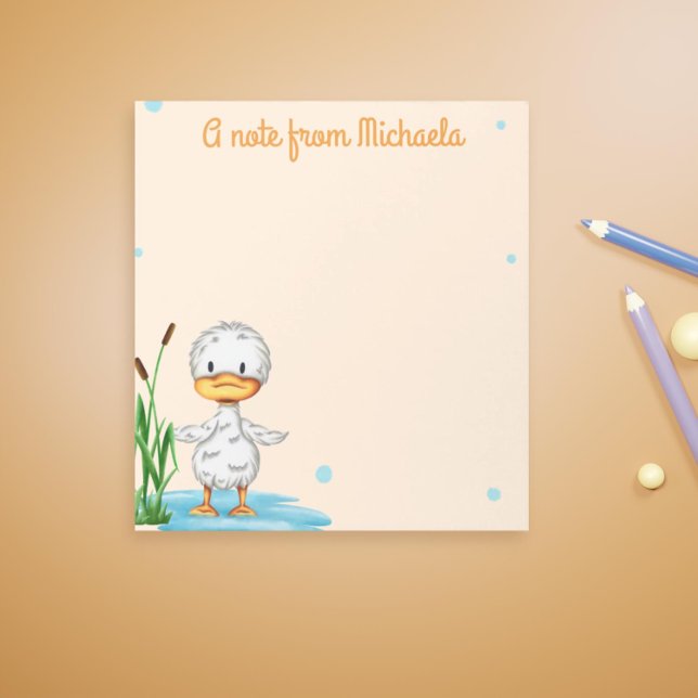 Bloco De Notas Pequeno patinho bonito na lagoa personalizado (Cute duck notepad for duck lovers. Perfect for birthdays or as stocking stuffer)