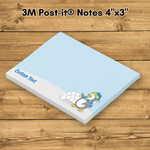Bloco De Notas Pequeno pinguim com bolas de neve acenando com Pos
