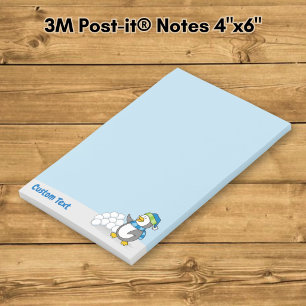 Bloco De Notas Pequeno pinguim com bolas de neve acenando com Pos
