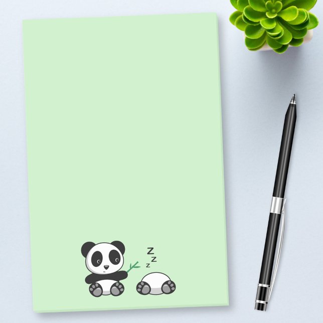 Bloco De Notas Pequenos Pandas Bonitos em Verde (Criador carregado)