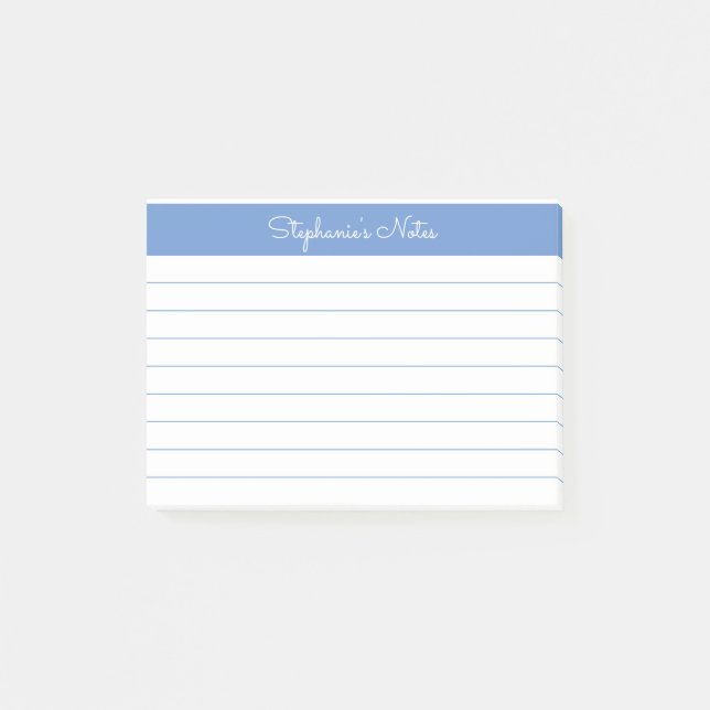Bloco De Notas Periwinkle Blue Vinculado Minimalista Personalizad (Frente)