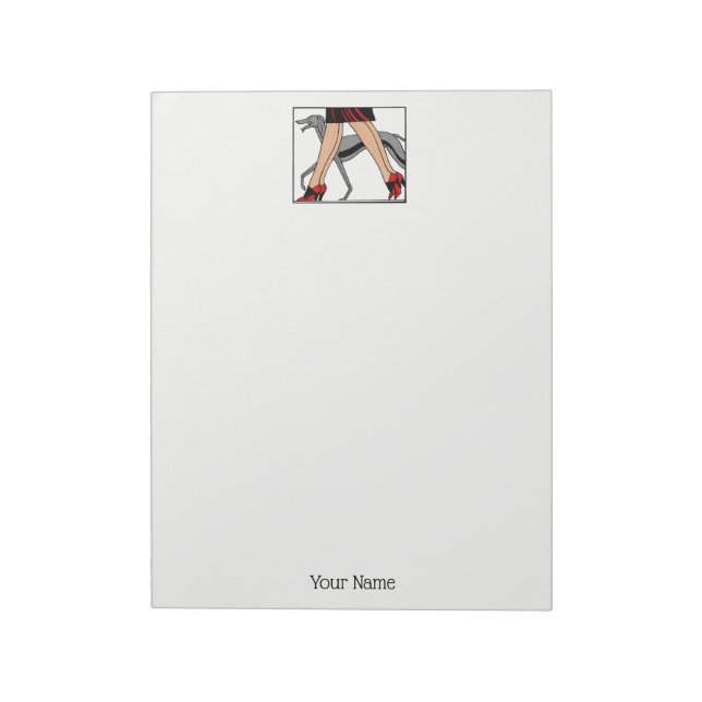 Bloco De Notas Pernas Arte Deco Mulheres Greyhound Whippet Dog R (Invertido)