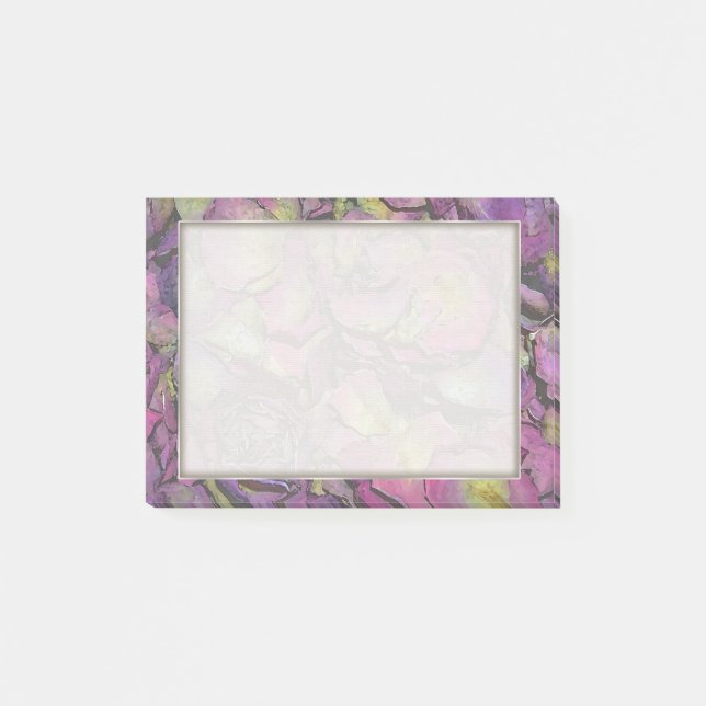 Bloco De Notas Pérolas Rosa Rosa Rosa Rosa lavanda Aquarela (Frente)