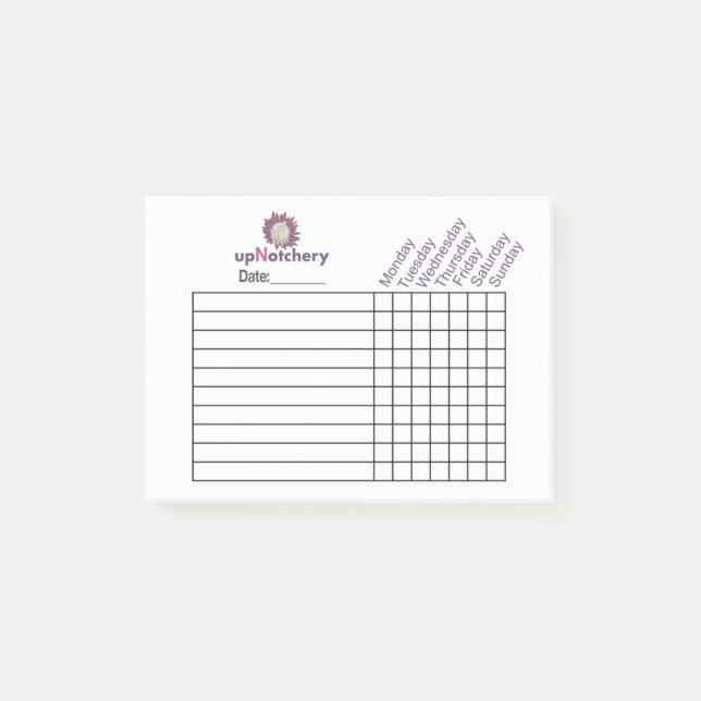 Bloco De Notas perseguidor semanal do upNotchery (Frente)