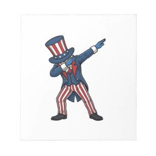 Bloco De Notas Personagem Patriótico Dabbing Design Vetorial Vint