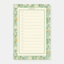Bloco De Notas Personalised Green Floral Botanical To Do List.