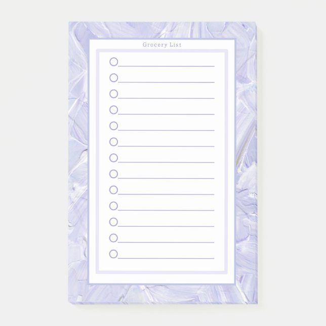 Bloco De Notas Personalised Purple Paint Strokes Grocery List. (Frente)